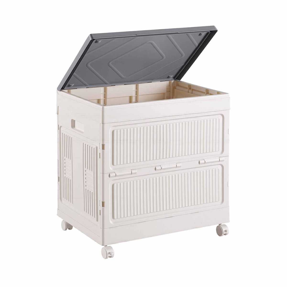 Artiss Foldable Storage Cabinet Stackable Box Flip-Top Rolling Organiser White