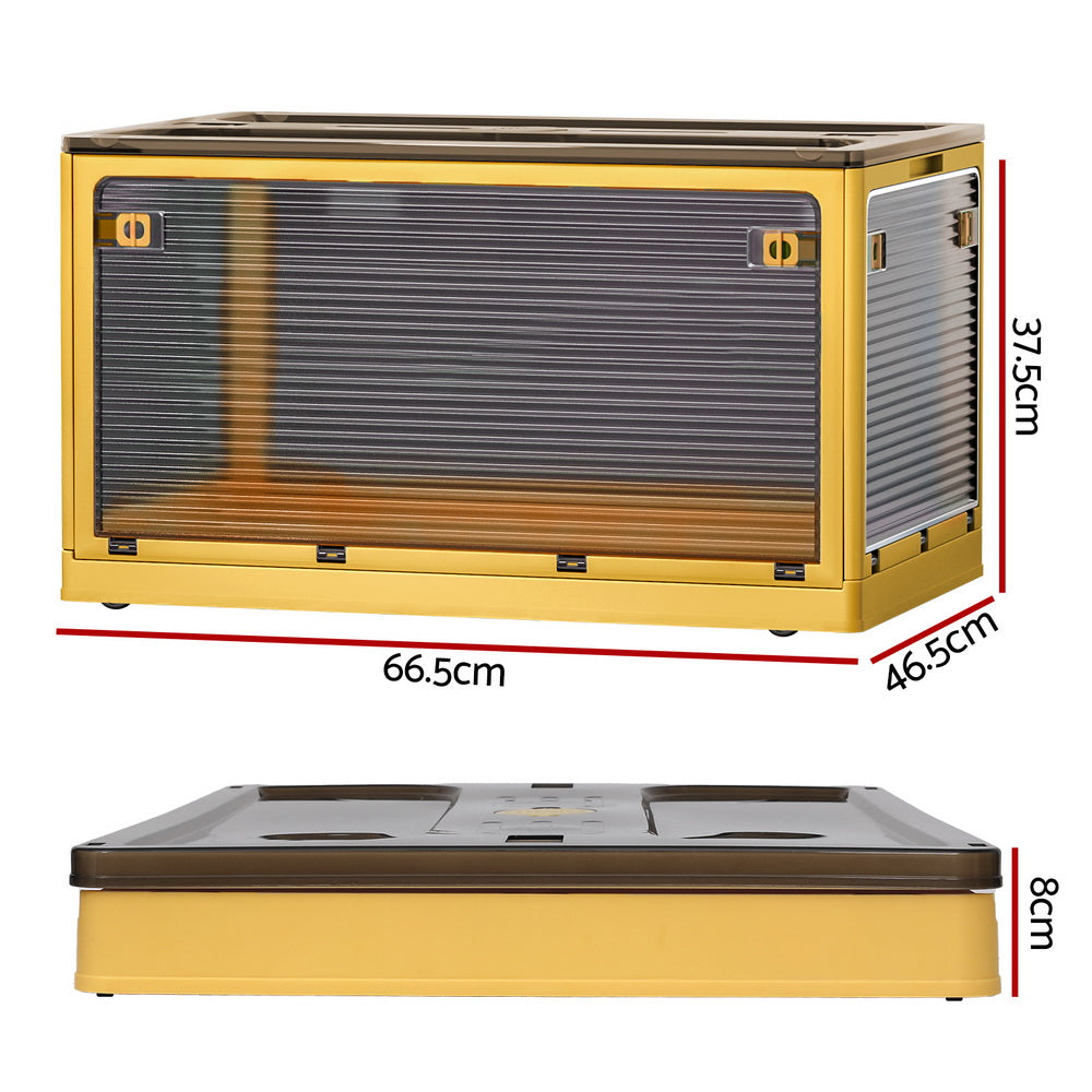 Artiss 115L Storage Box Foldable Stackable Transparent Yellow