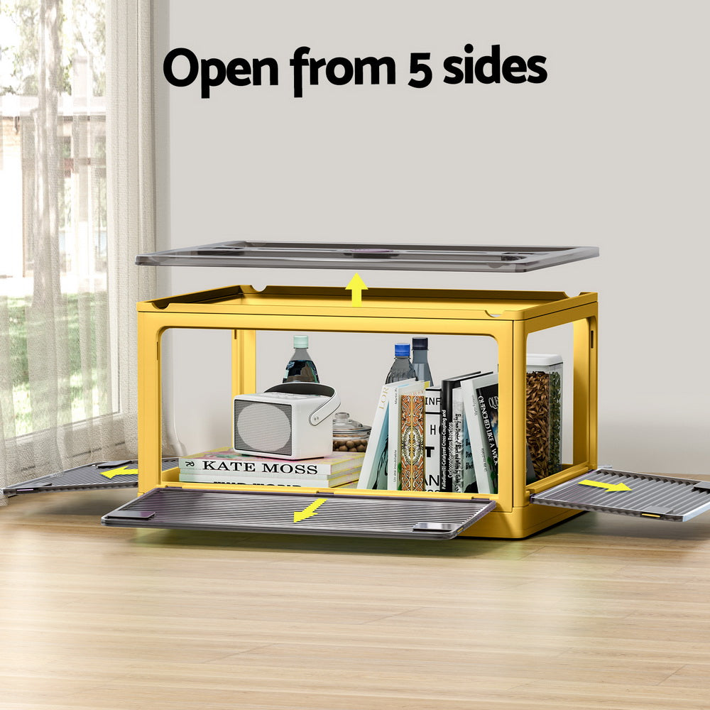 Artiss 115L Storage Box Foldable Stackable Transparent Yellow