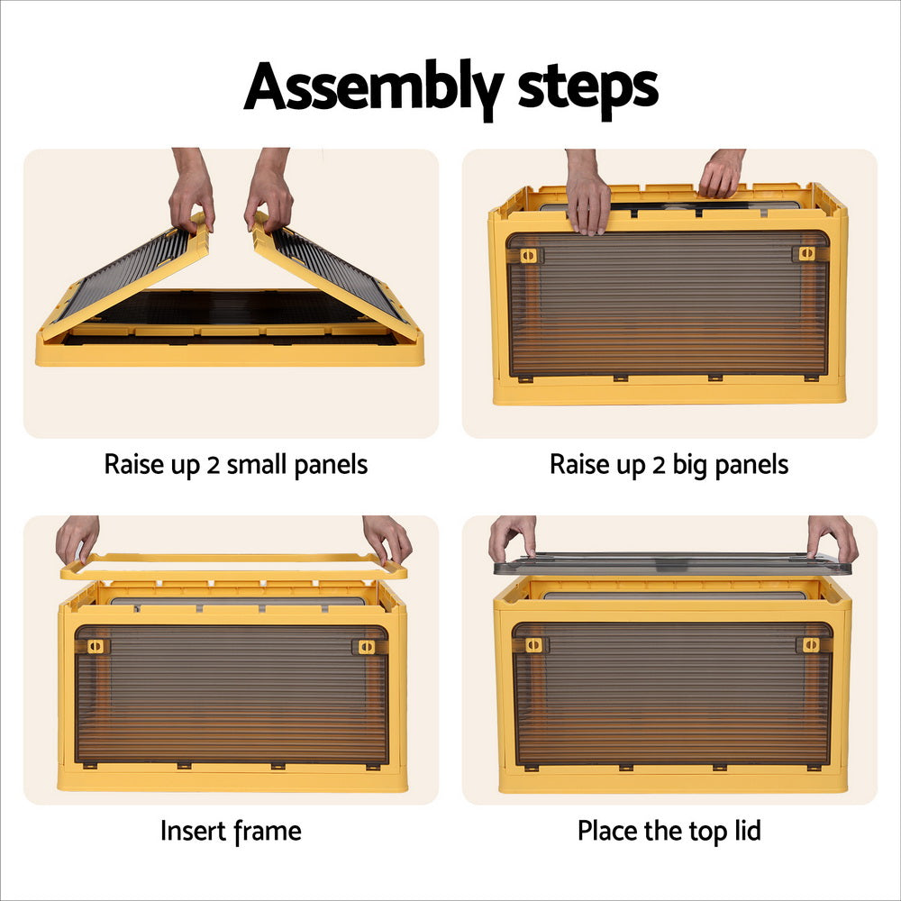 Artiss 115L Storage Box Foldable Stackable Transparent Yellow