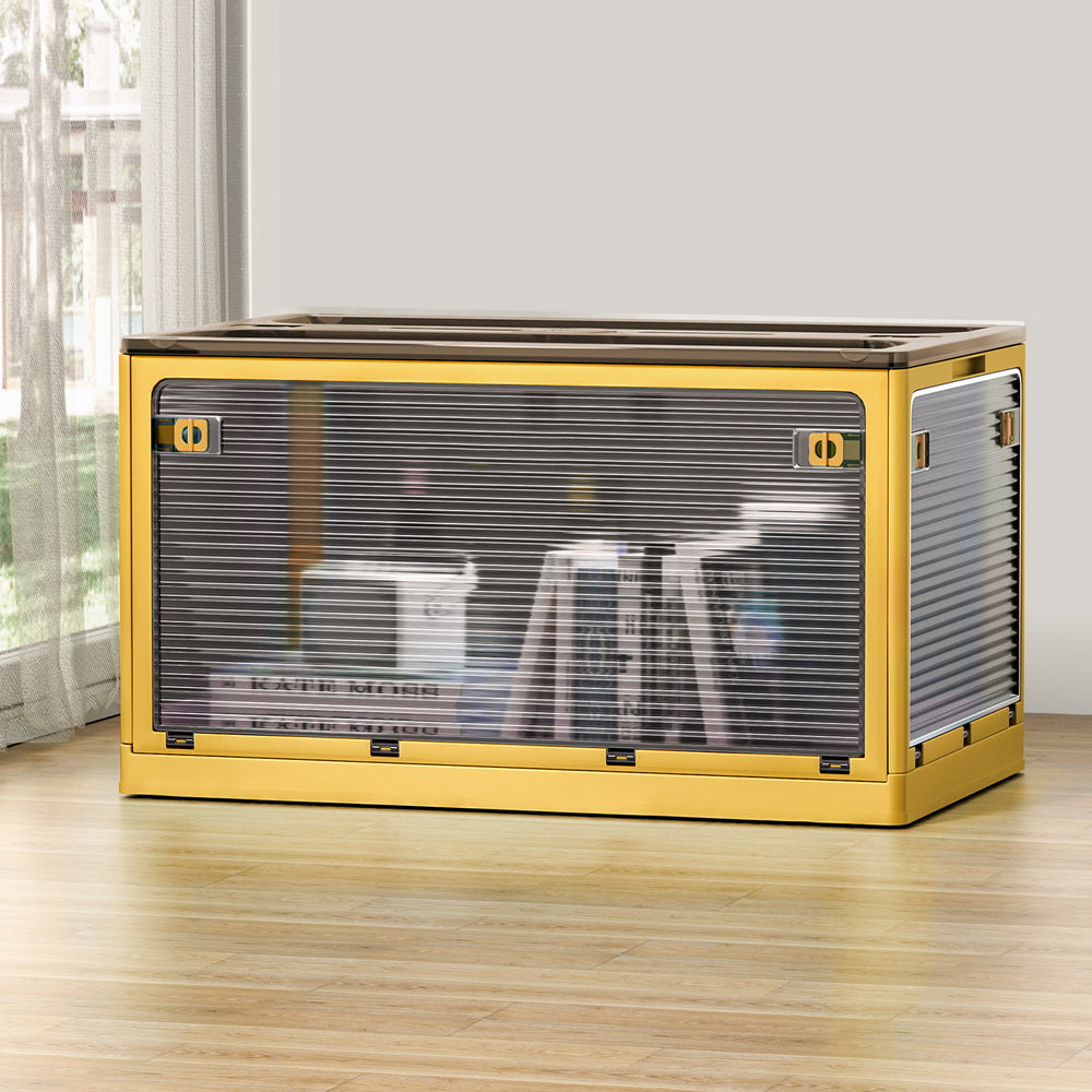 Artiss 115L Storage Box Foldable Stackable Transparent Yellow