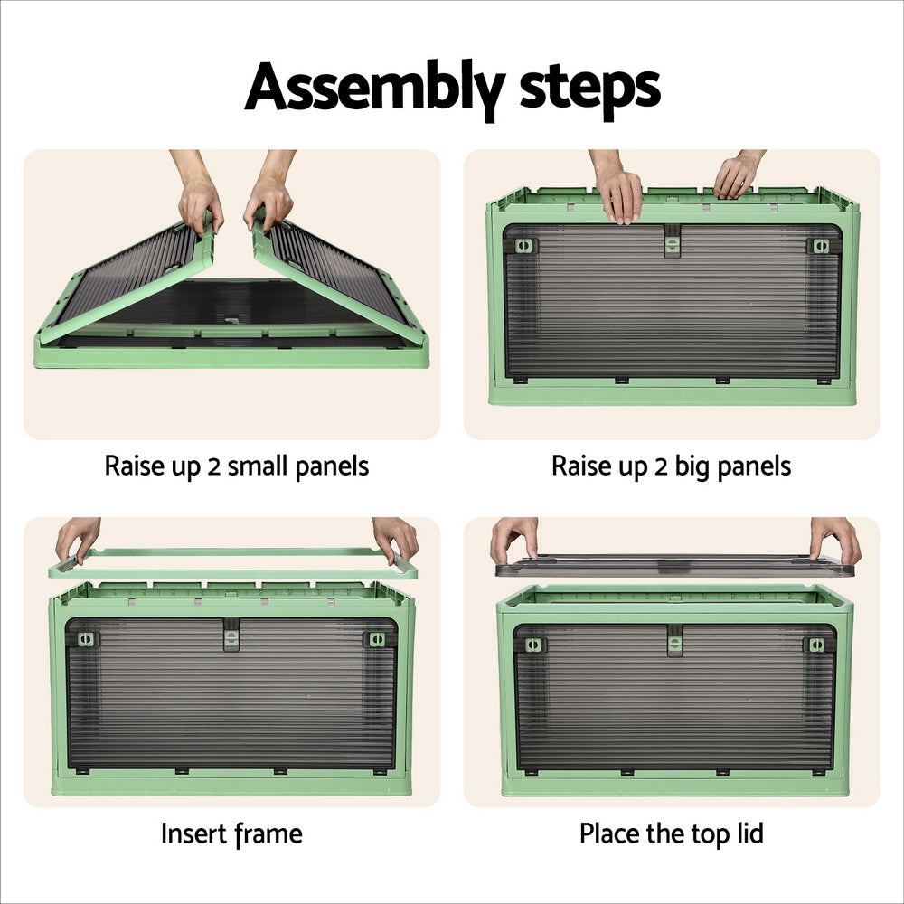 Artiss 140L Storage Box Foldable Stackable Transparent Green