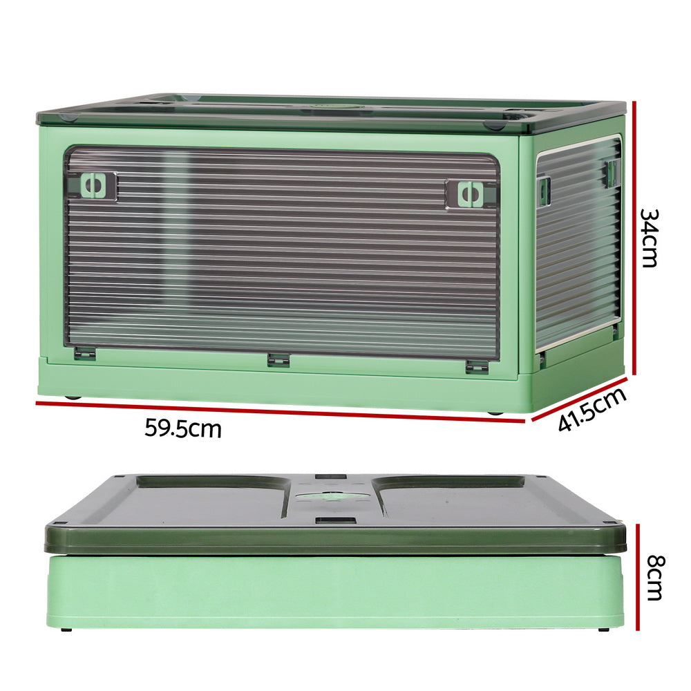 Artiss 82L Storage Container Foldable Stackable Transparent Green