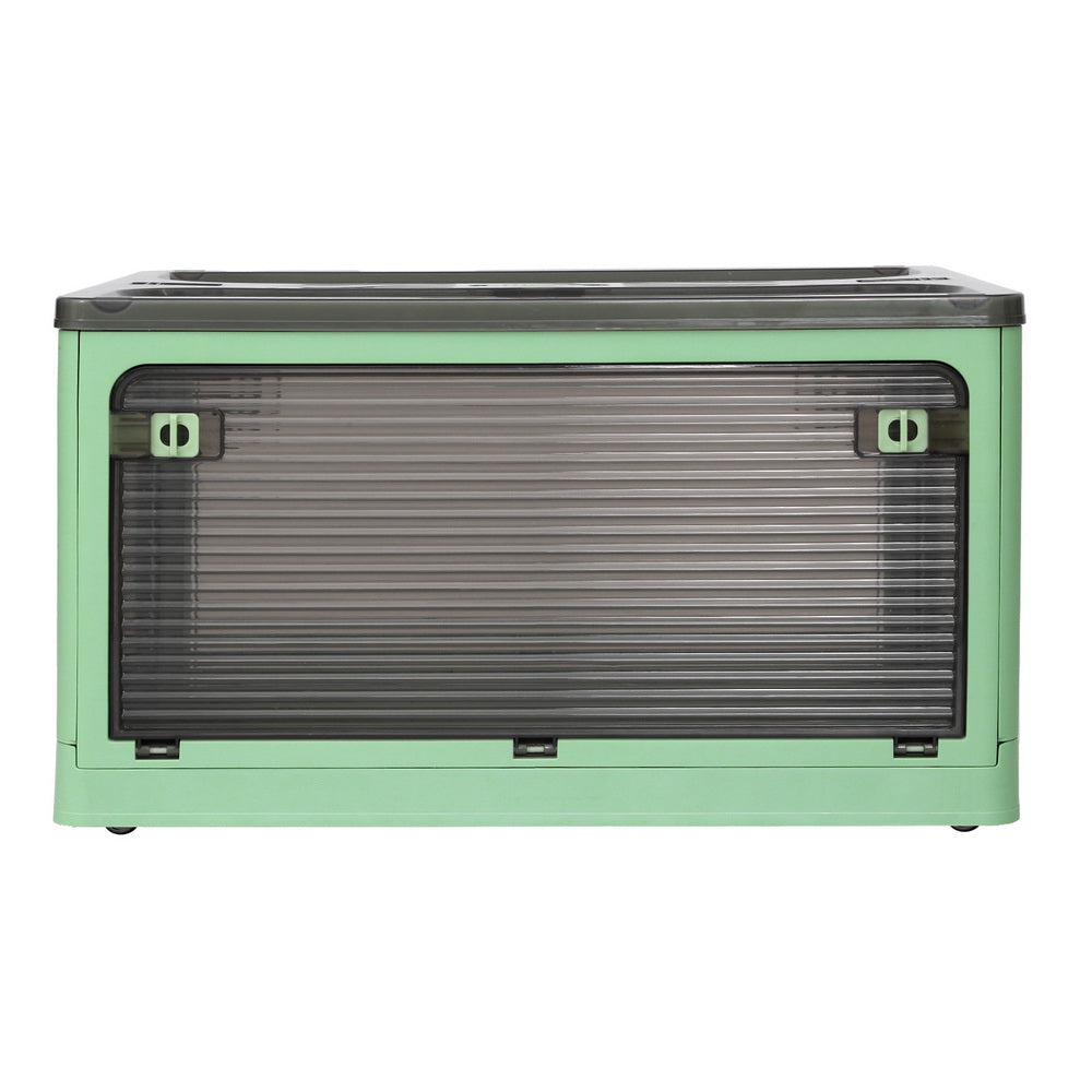 Artiss 82L Storage Container Foldable Stackable Transparent Green
