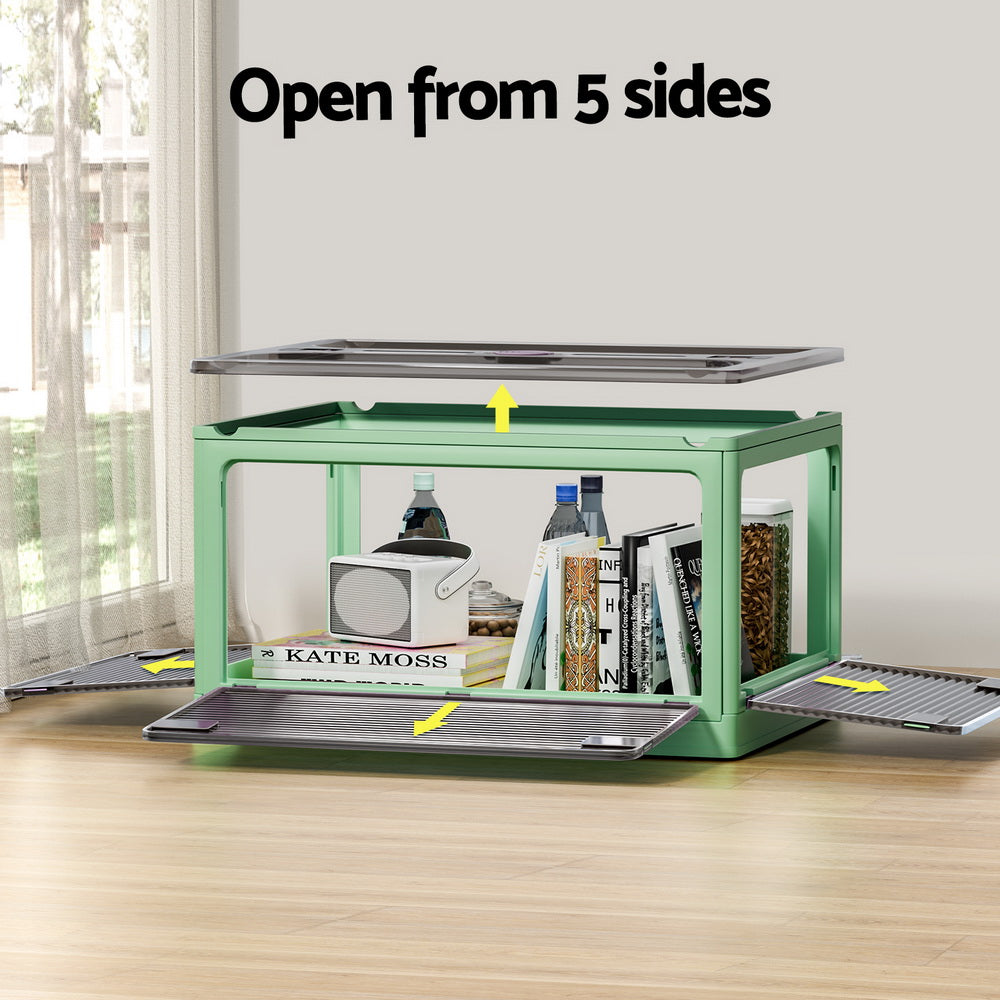 Artiss 82L Storage Container Foldable Stackable Transparent Green
