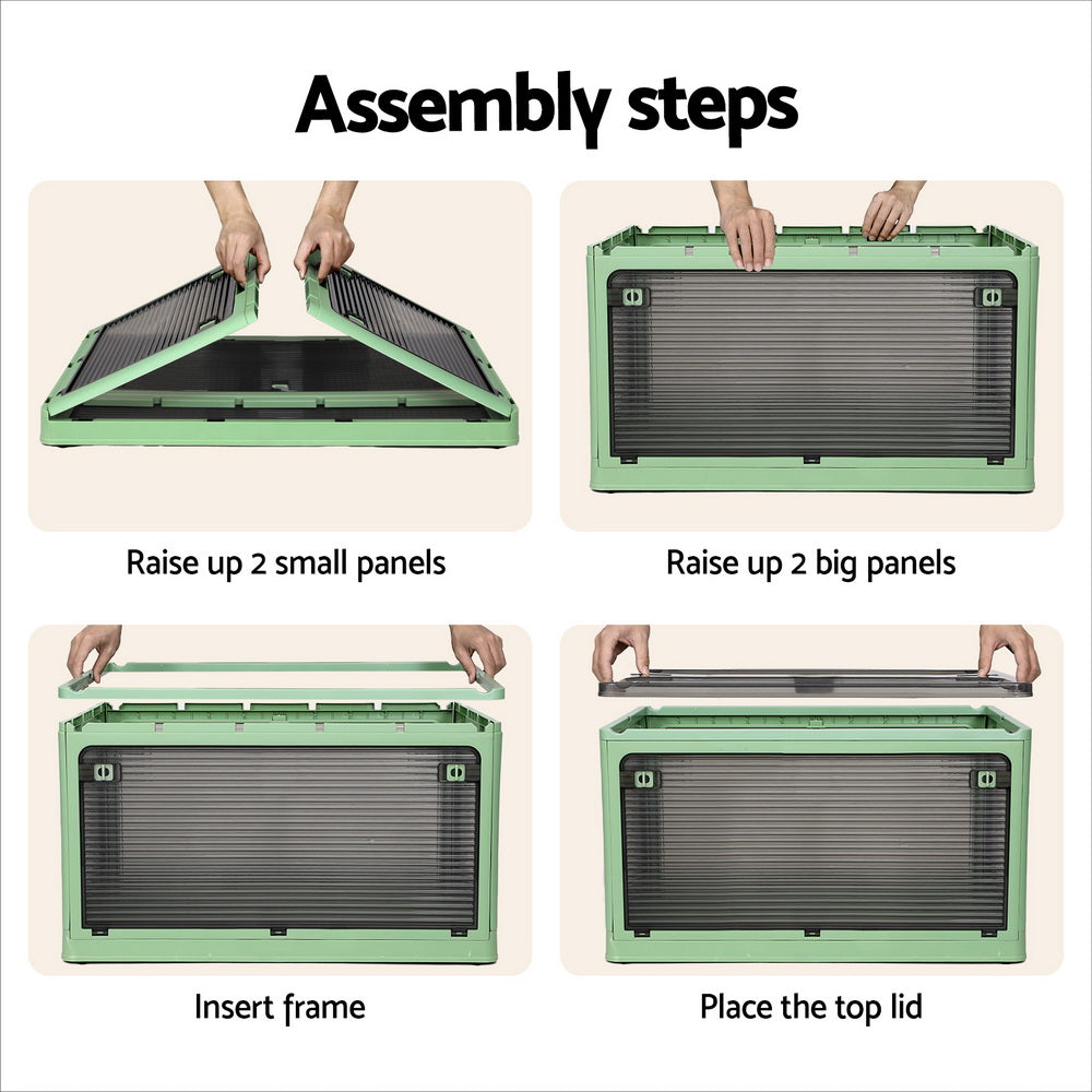 Artiss 82L Storage Container Foldable Stackable Transparent Green