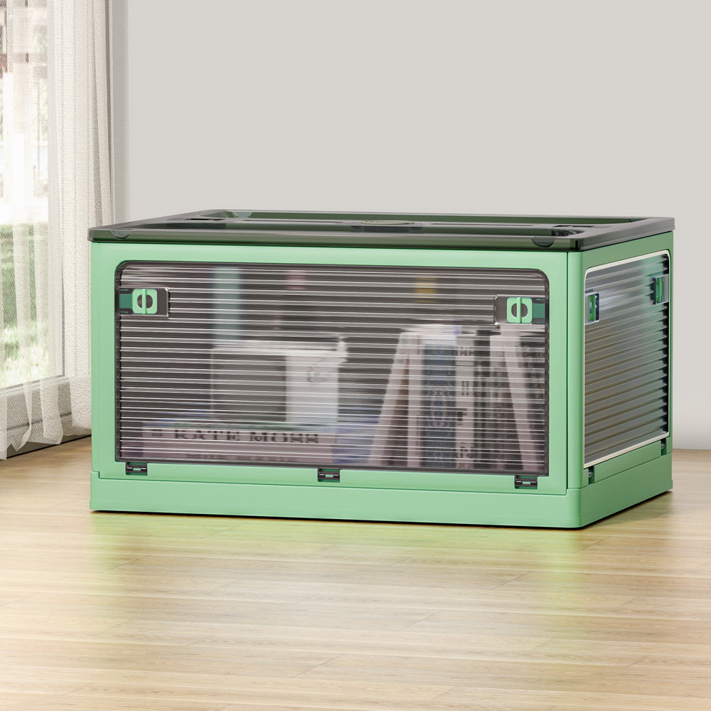 Artiss 82L Storage Container Foldable Stackable Transparent Green