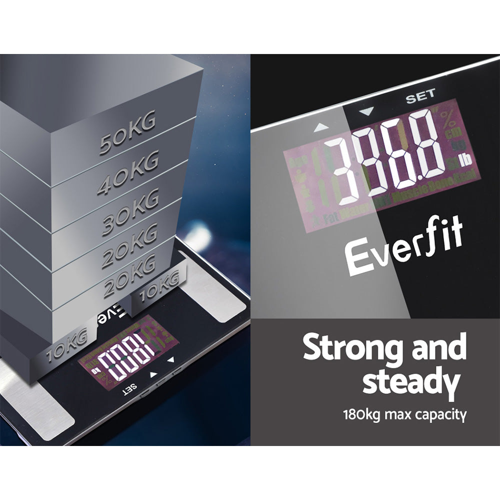 Everfit 180KG Bluetooth Body Fat Scale Black