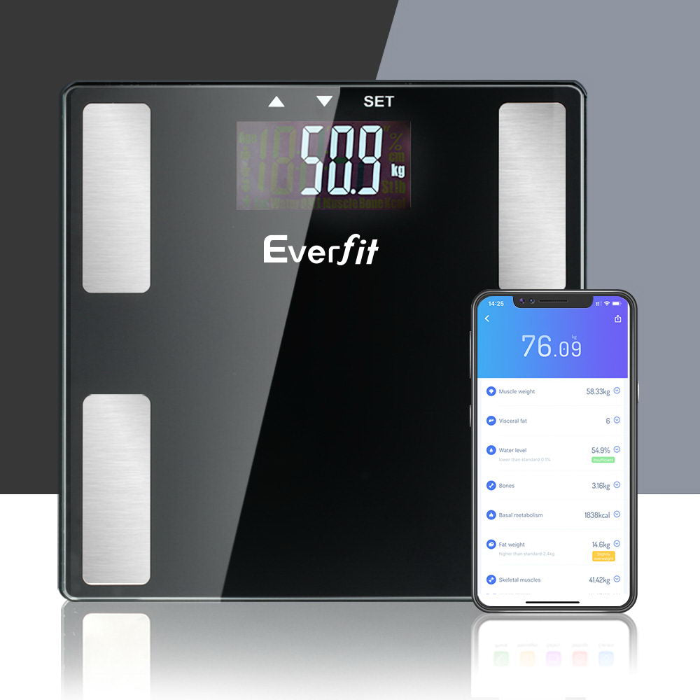 Everfit 180KG Bluetooth Body Fat Scale Black