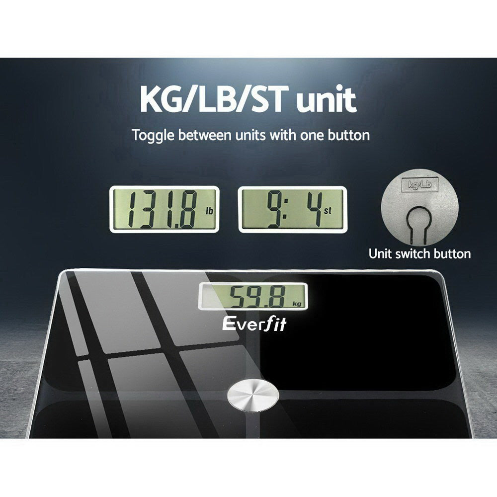 Everfit 180KG Digital Bathroom Scale Black