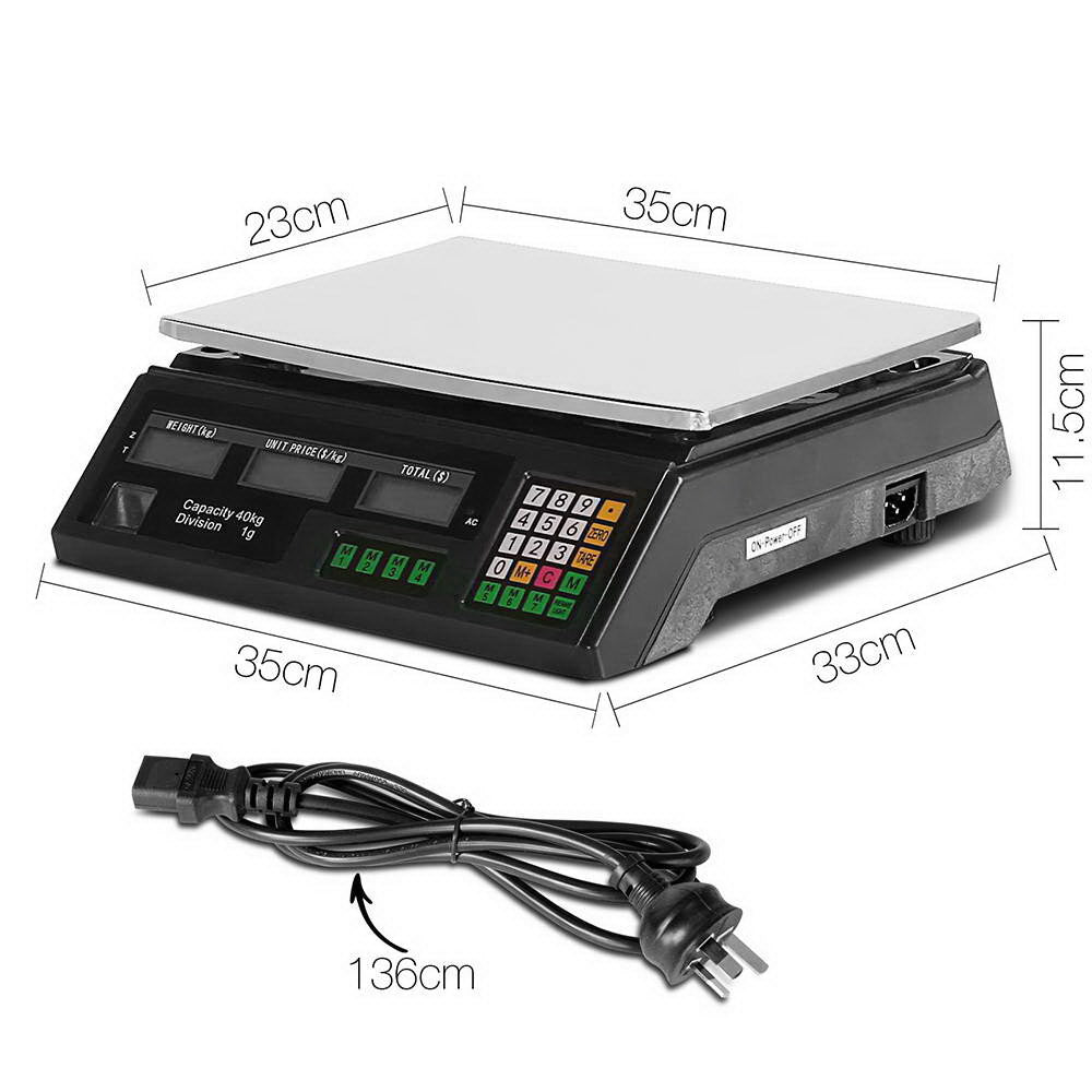 Emajin 40kg Digital Kitchen Weighing Scales Black LCD