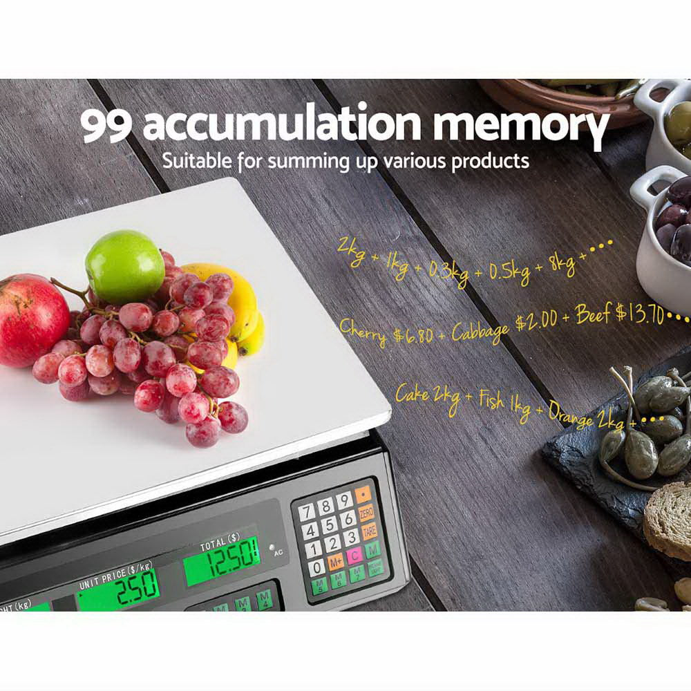 Emajin 40kg Digital Kitchen Weighing Scales Black LCD