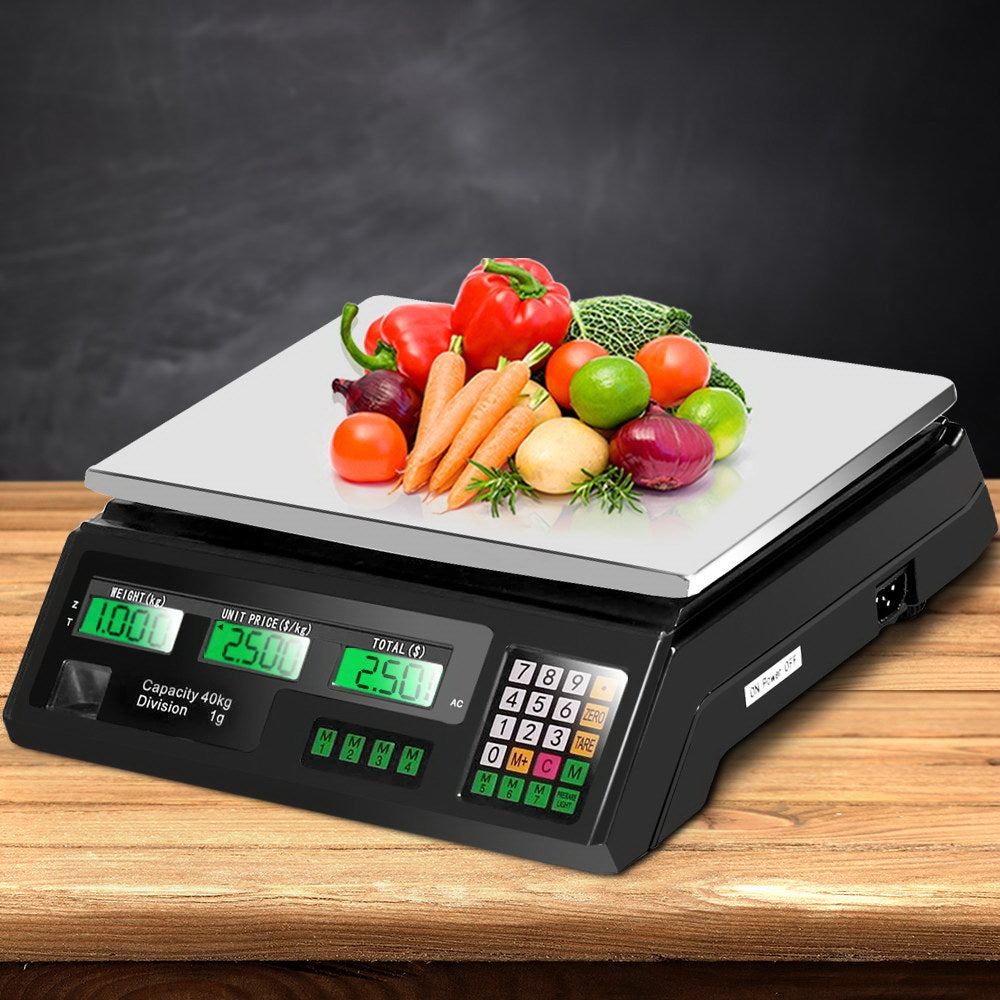 Emajin 40kg Digital Kitchen Weighing Scales Black LCD