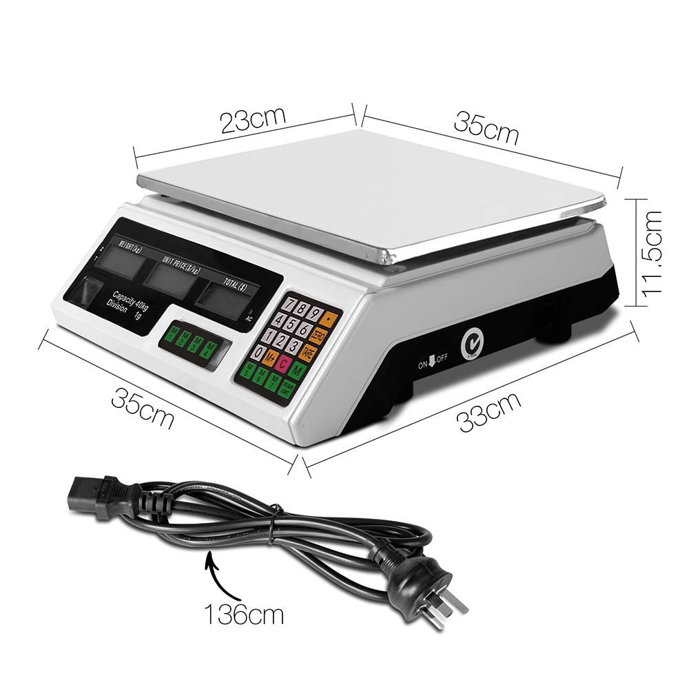Emajin 40kg Digital Kitchen Scales White LCD Display