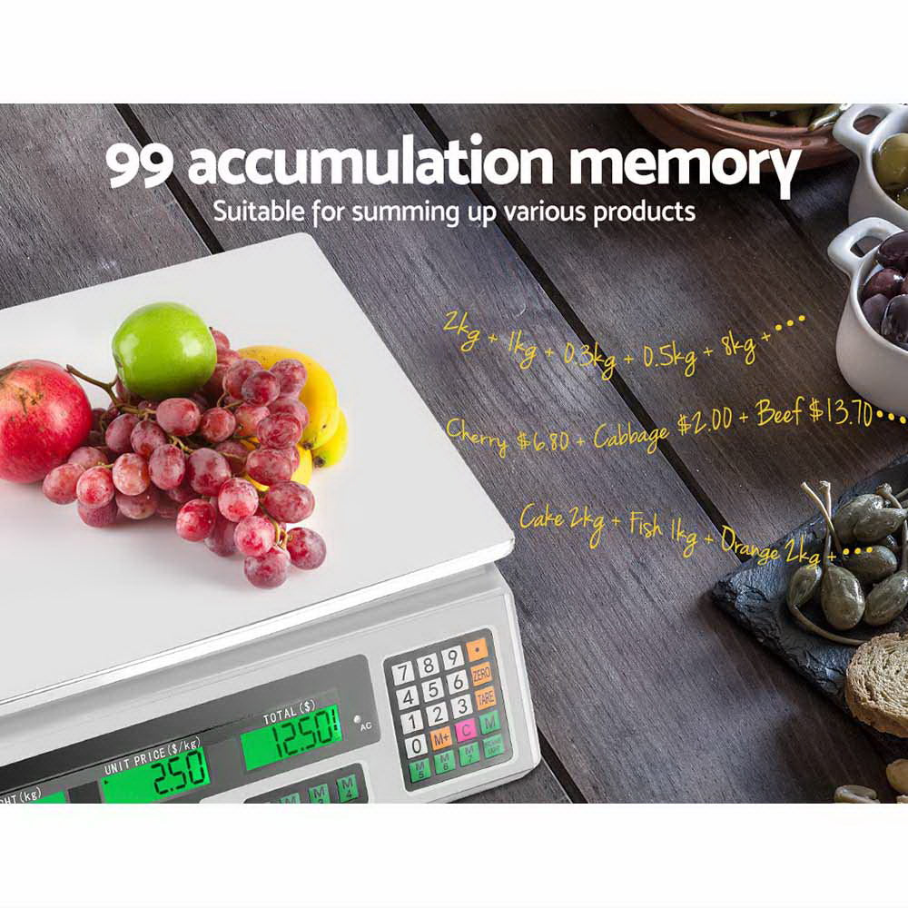 Emajin 40kg Digital Kitchen Scales White LCD Display