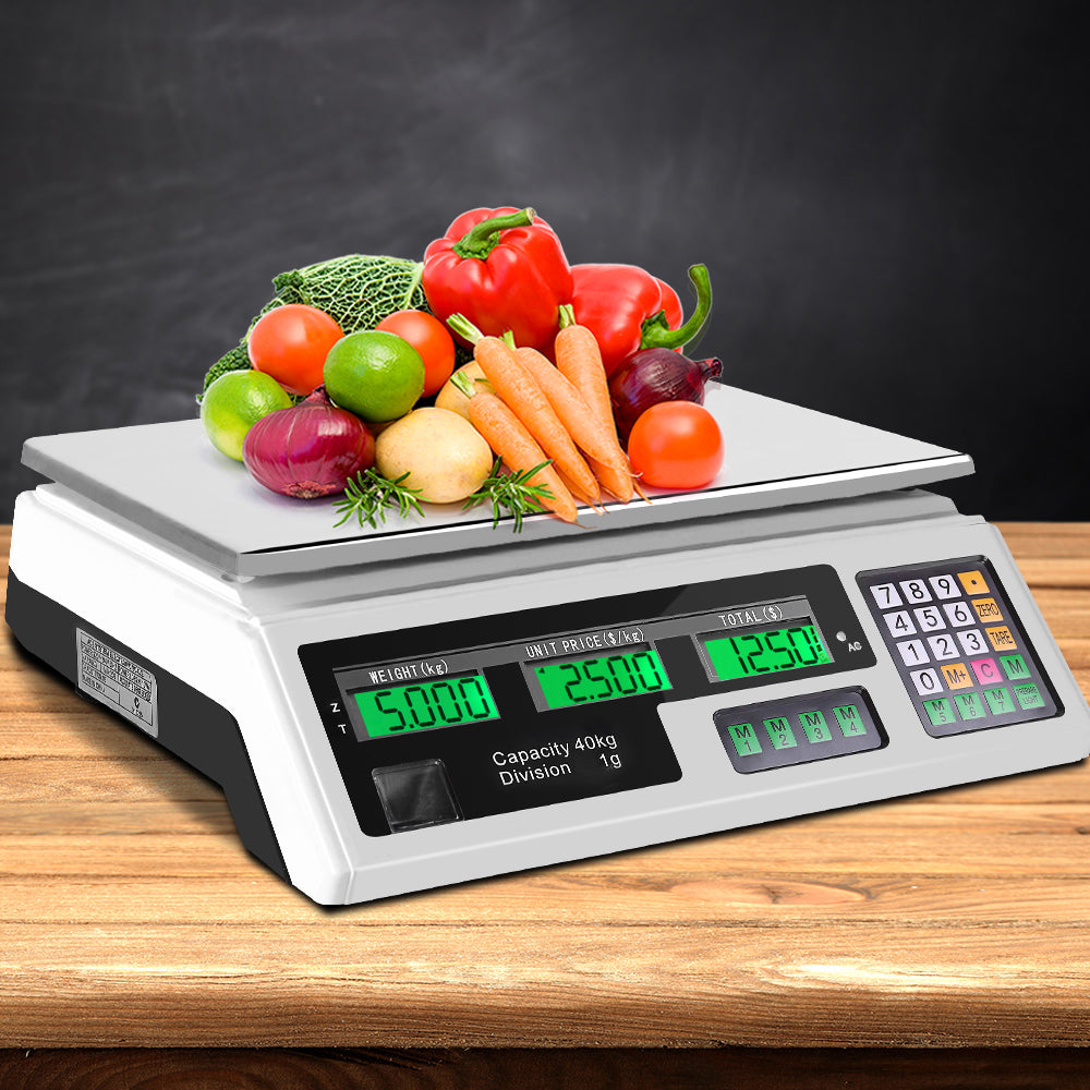 Emajin 40kg Digital Kitchen Scales White LCD Display
