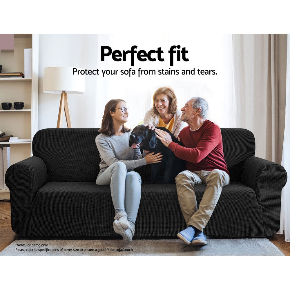 Artiss 3 Seater Sofa Cover High Stretch Black