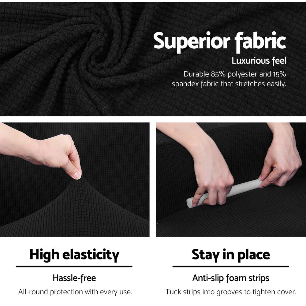Artiss 3 Seater Sofa Cover High Stretch Black