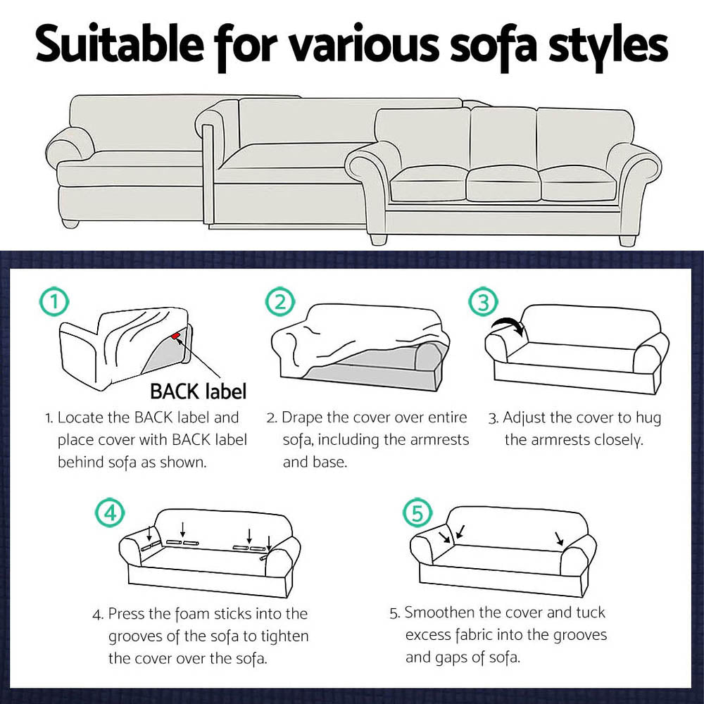 Artiss 3 Seater Sofa Cover High Stretch Black