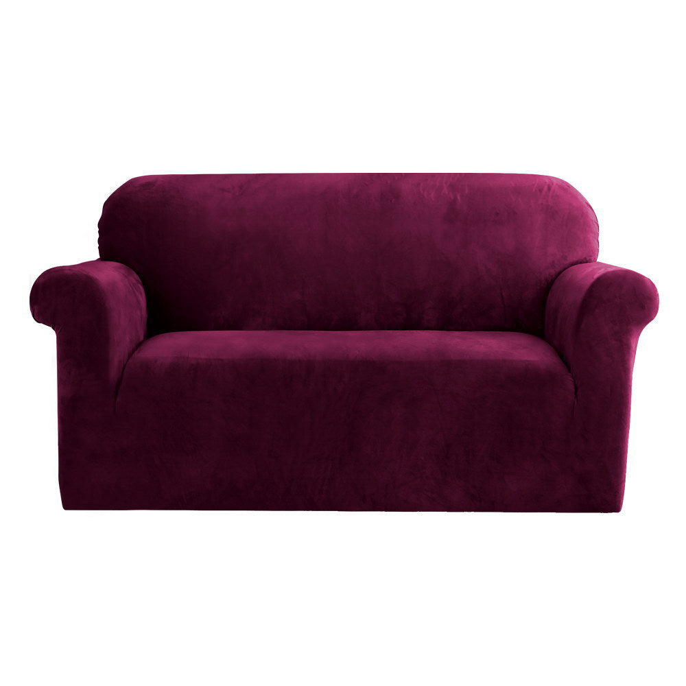 Artiss 2-Seater Velvet Sofa Cover Ruby Red