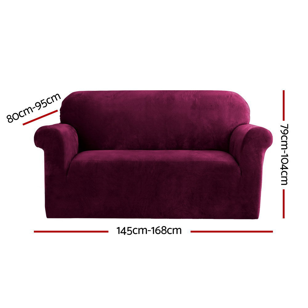 Artiss 2-Seater Velvet Sofa Cover Ruby Red