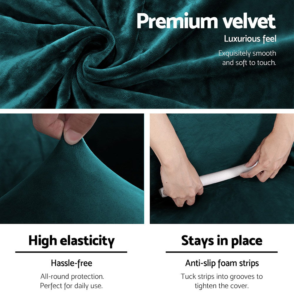 Artiss 3-Seater Velvet Sofa Cover Agate Green