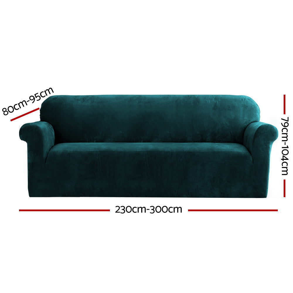 Artiss 4-Seater Velvet Sofa Cover Agate Green