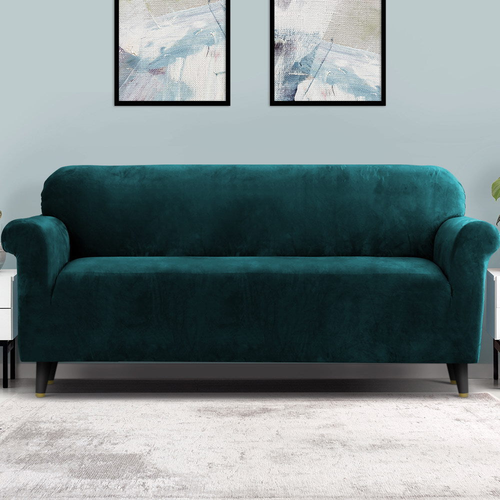 Artiss 4-Seater Velvet Sofa Cover Agate Green