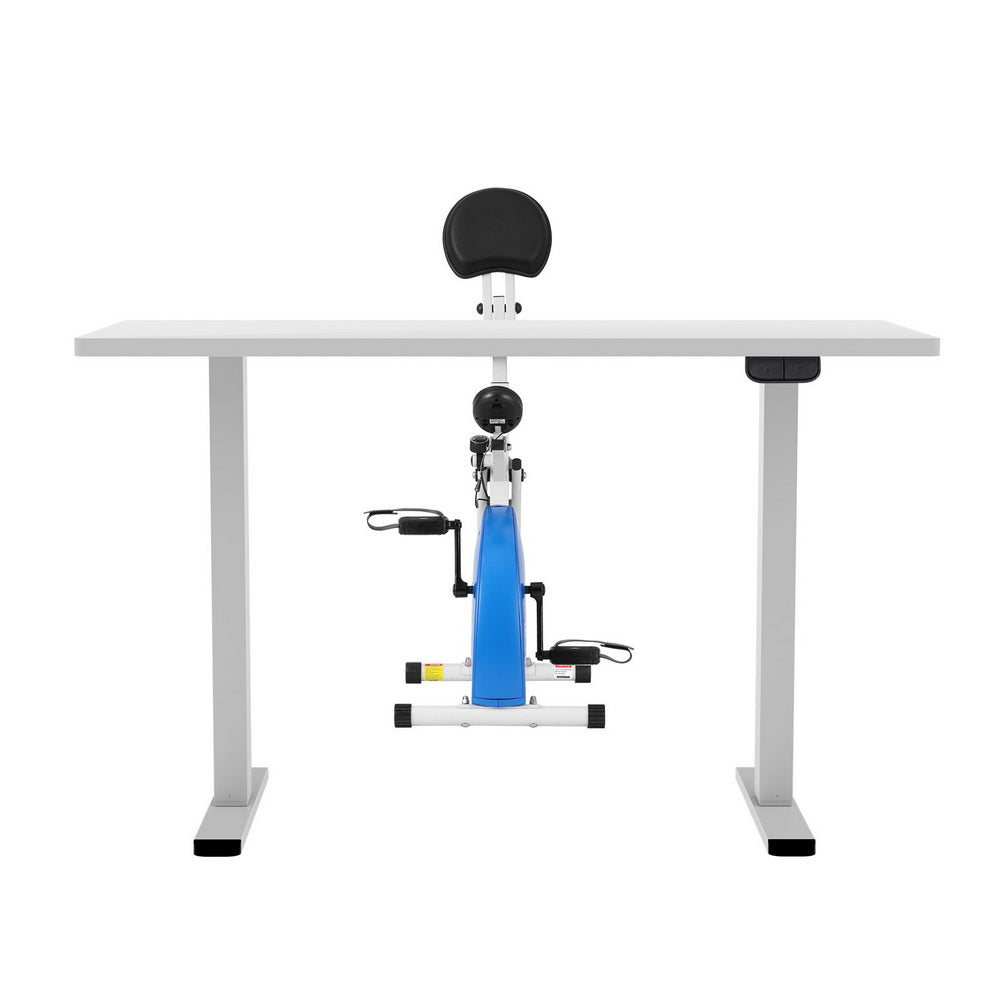 Artiss 140cm White Adjustable Standing Desk with Everfit Folding X-Bike