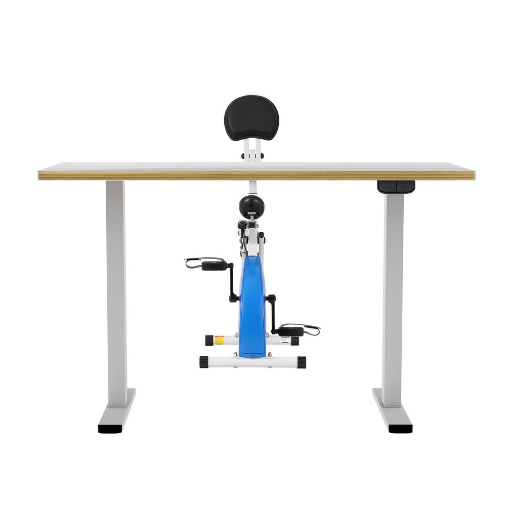 Artiss 140cm Oak Standing Desk with Everfit Folding X-Bike Magnetic Resistance