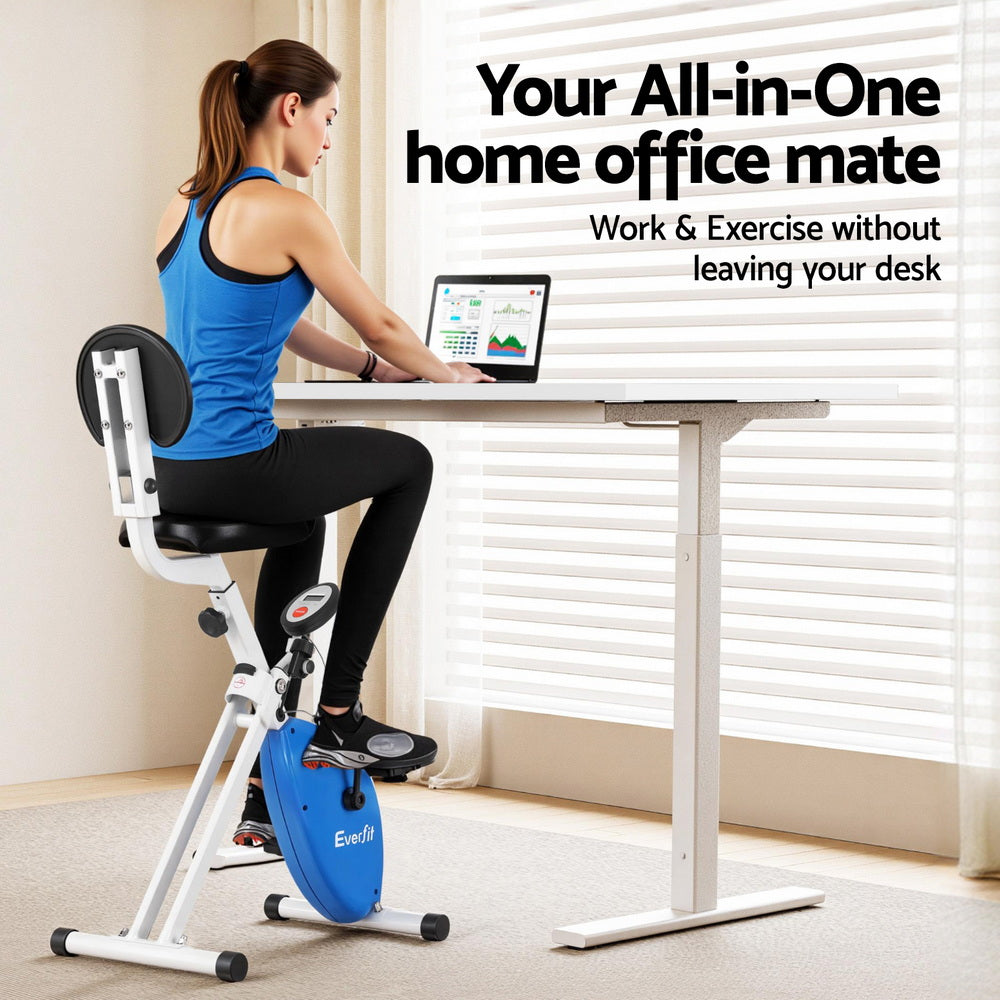 Artiss 120cm Adjustable Standing Desk with Everfit Folding X-Bike White