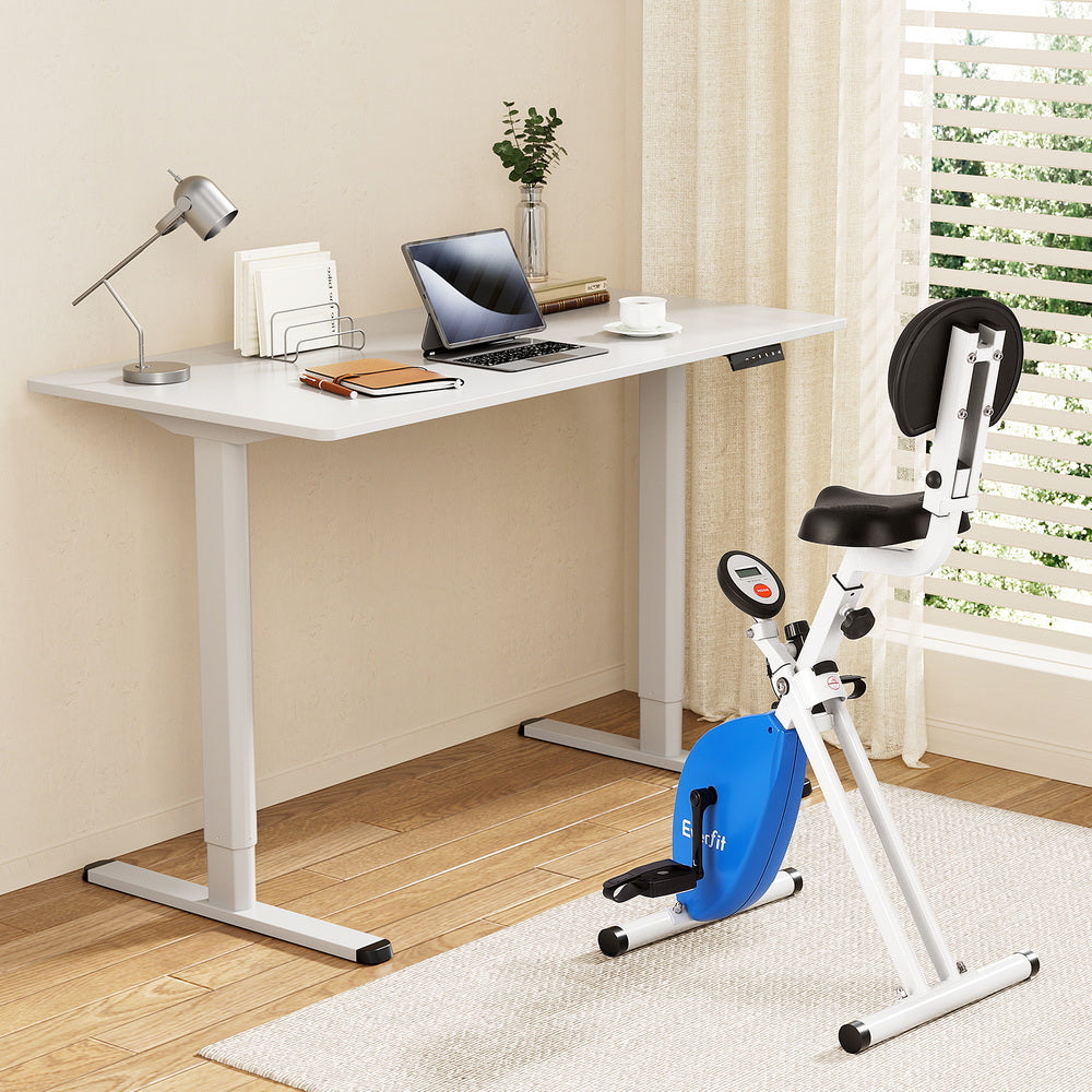 Artiss 120cm Adjustable Standing Desk with Everfit Folding X-Bike White