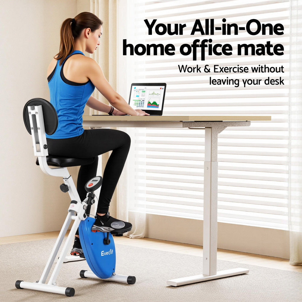 Artiss 120cm Oak Standing Desk with Everfit Folding X-Bike Magnetic Resistance