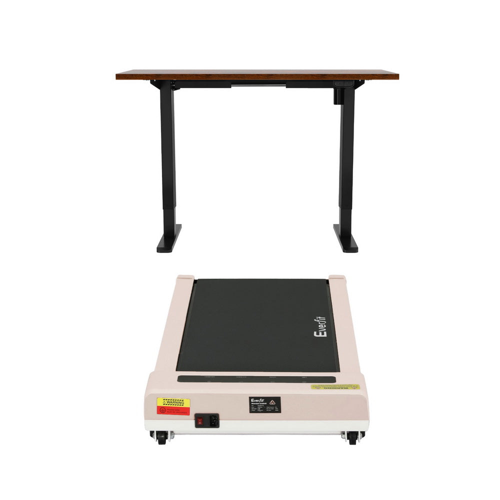 Artiss 140cm Electric Standing Desk with Everfit 360mm Pink Walking Pad