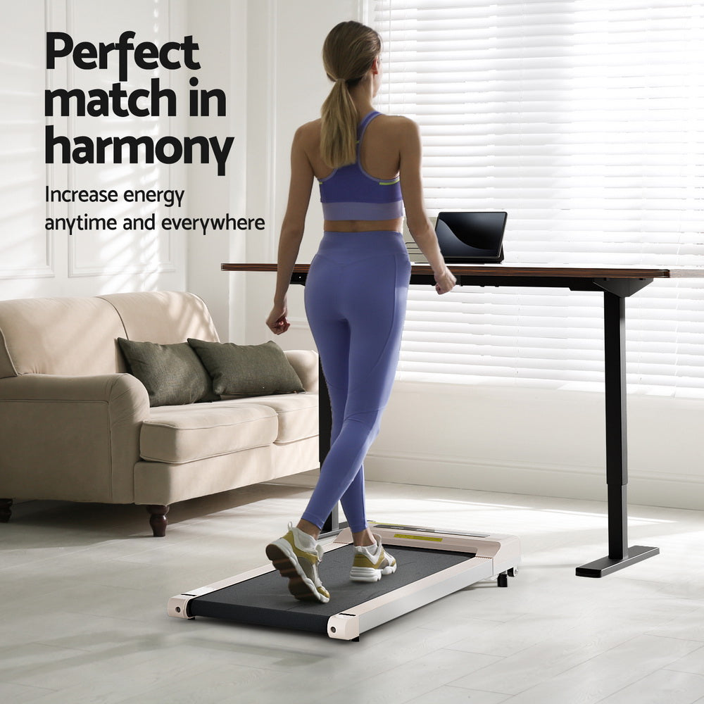 Artiss 140cm Electric Standing Desk with Everfit 360mm Pink Walking Pad