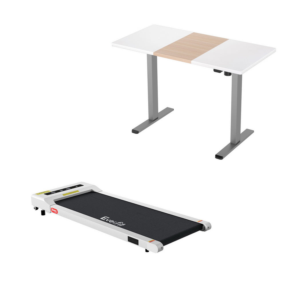 Artiss 140cm Electric Standing Desk with Everfit 360mm Walking Pad White