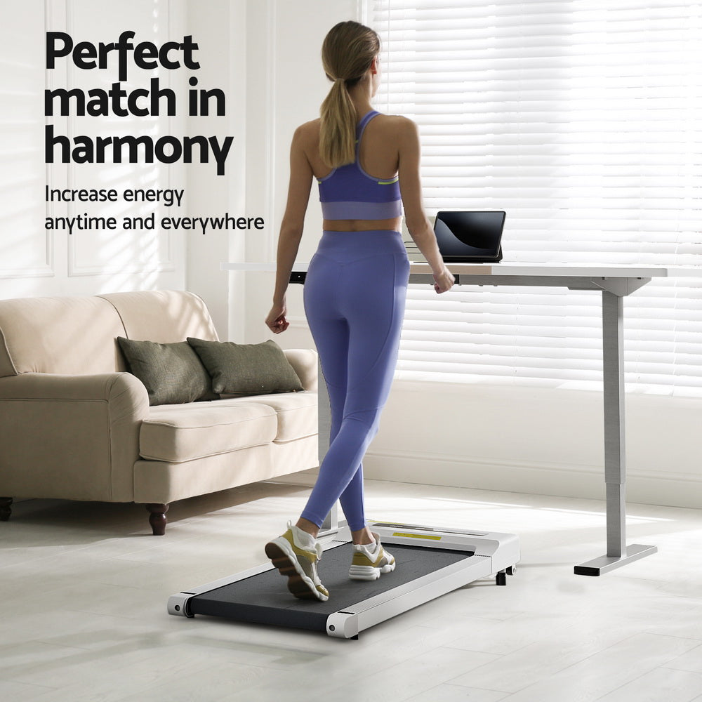 Artiss 140cm Electric Standing Desk with Everfit 360mm Walking Pad White