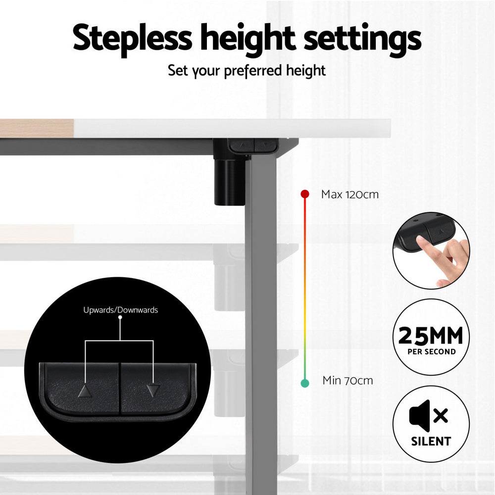 Artiss 140cm Electric Standing Desk with Everfit 360mm Walking Pad White