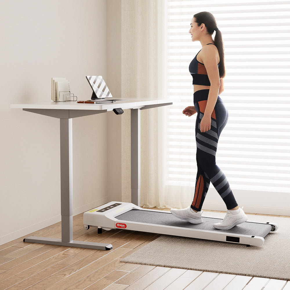 Artiss 140cm Electric Standing Desk with Everfit 360mm Walking Pad White