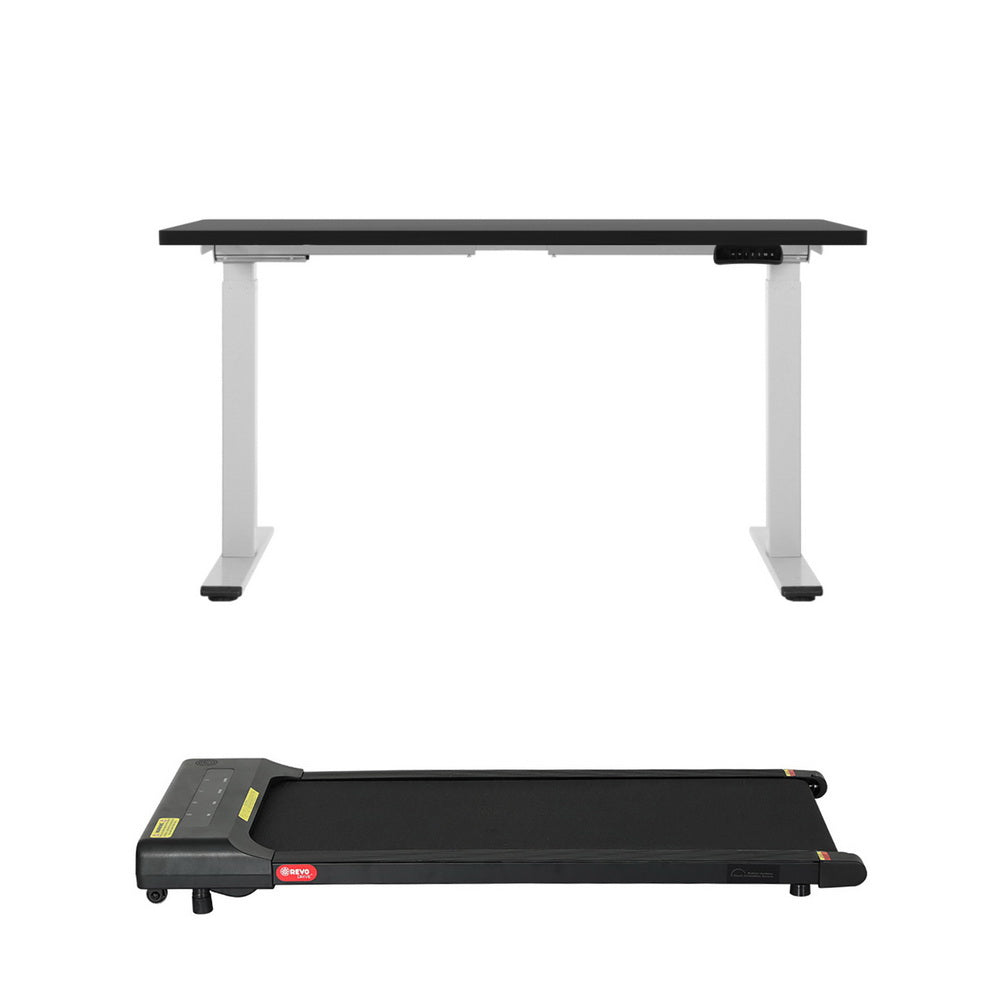 Artiss 120cm White Adjustable Standing Desk with Everfit 400mm Walking Pad
