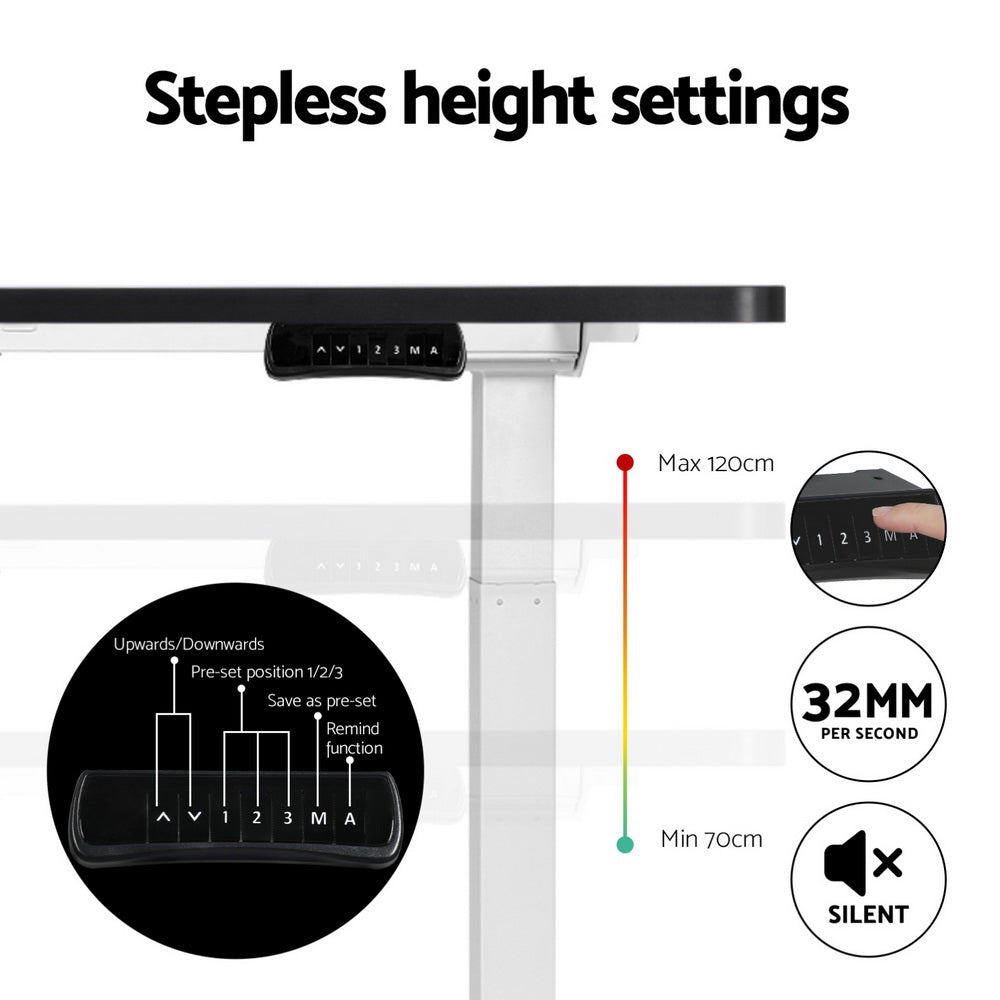 Artiss 120cm White Adjustable Standing Desk with Everfit 400mm Walking Pad