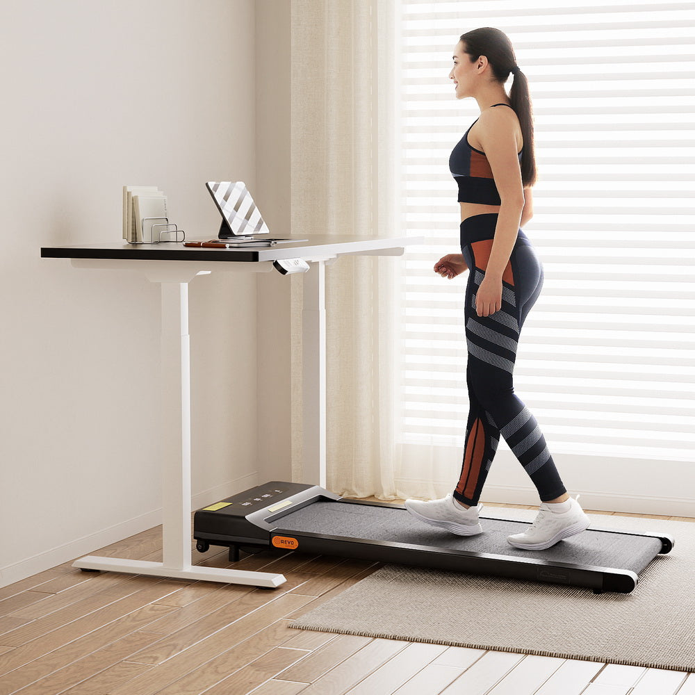 Artiss 120cm White Adjustable Standing Desk with Everfit 400mm Walking Pad