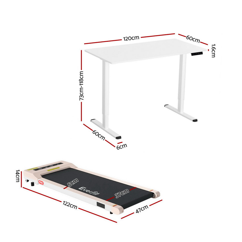Artiss 120cm Electric Standing Desk with Everfit Pink Walking Pad Treadmill