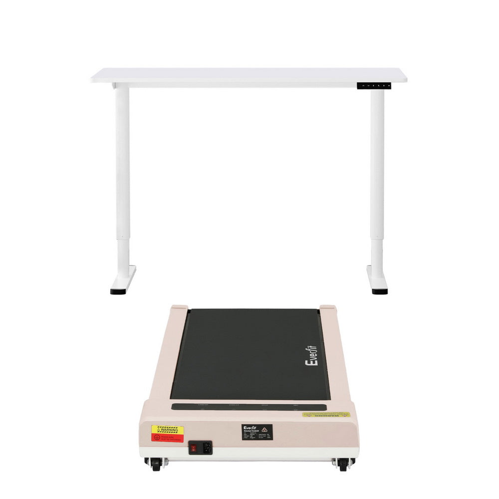 Artiss 120cm Electric Standing Desk with Everfit Pink Walking Pad Treadmill