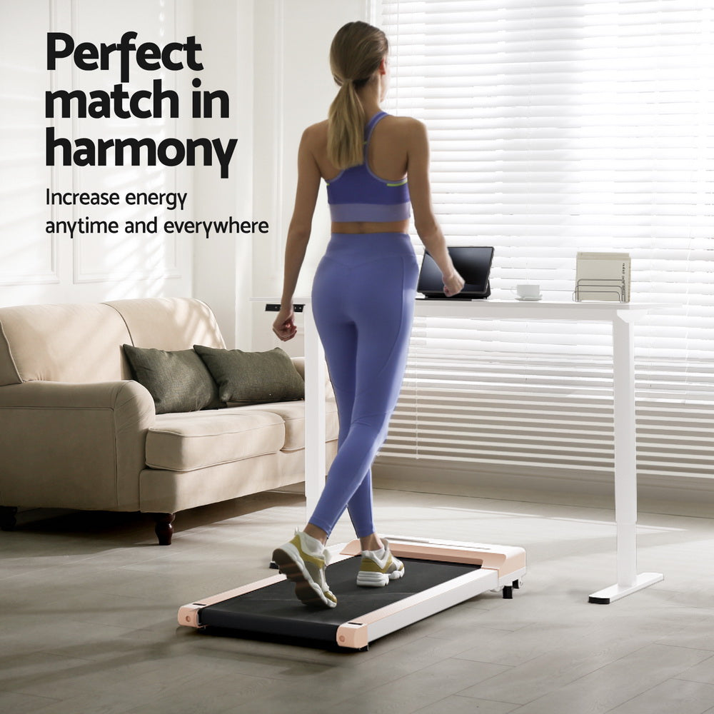 Artiss 120cm Electric Standing Desk with Everfit Pink Walking Pad Treadmill