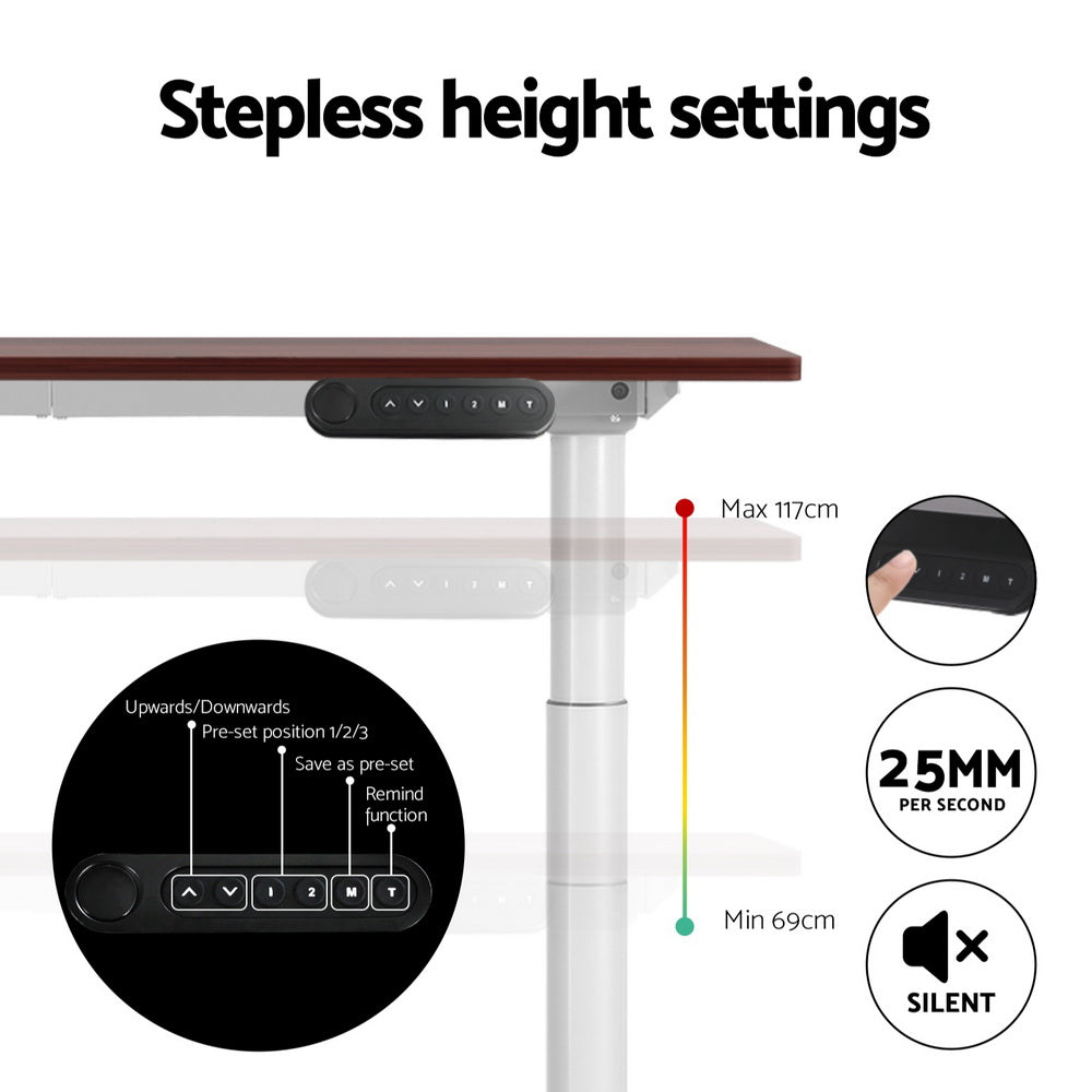 Artiss 120cm Electric Standing Desk with Everfit Walking Pad White/Walnut