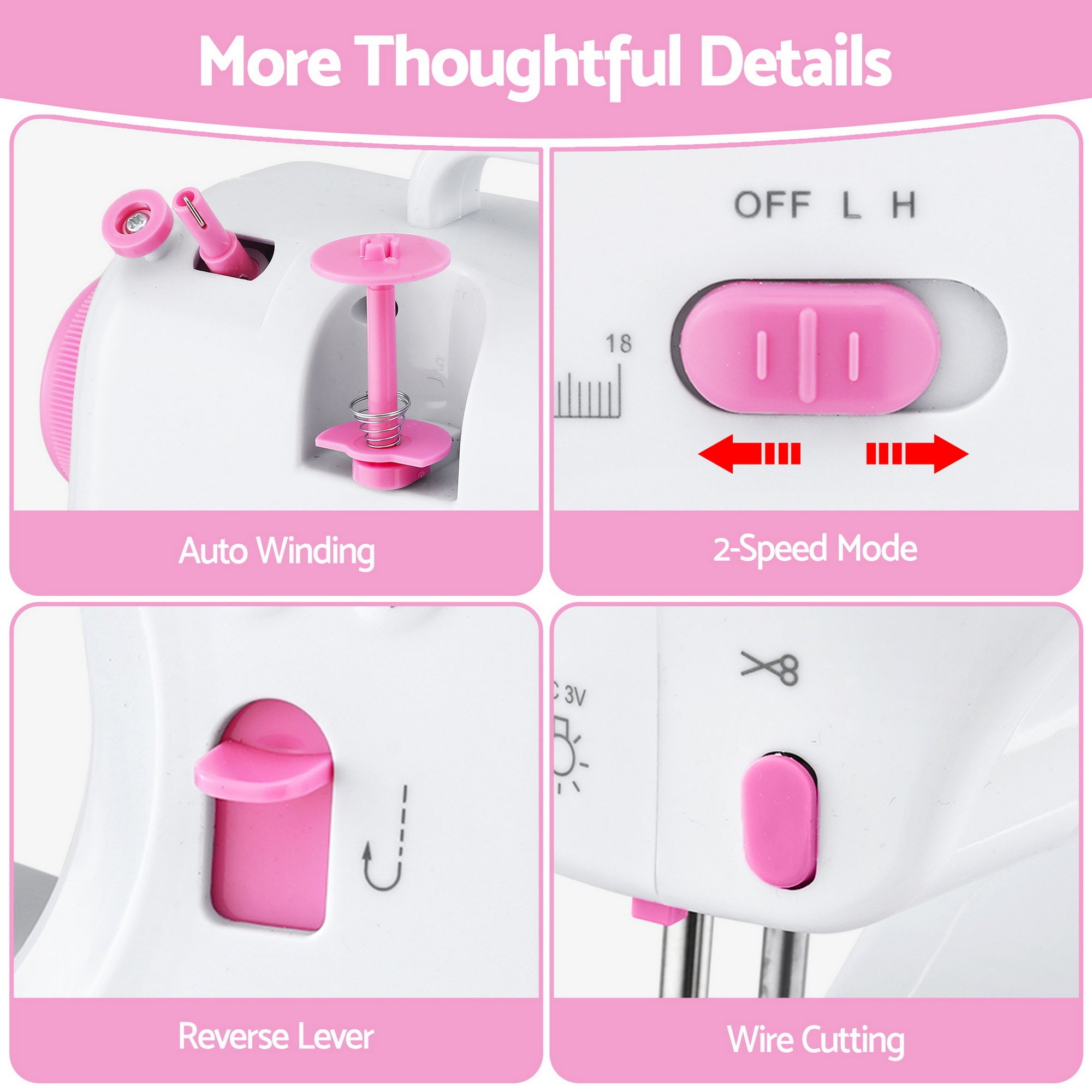 Devanti 12 Stitches Mini Sewing Machine for Beginners Portable Sewing Machine Kit with LED Lights