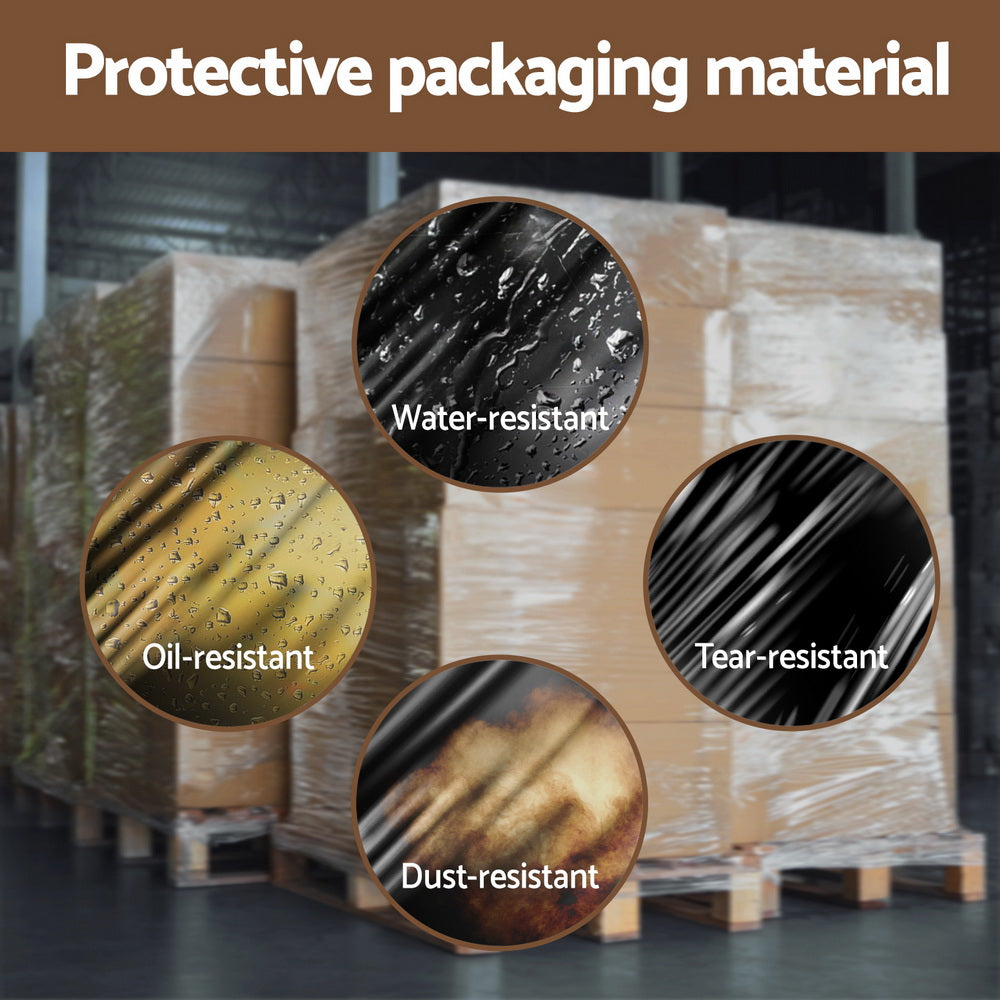 Black Stretch Film 50cm x 400m 2 Rolls Heavy-Duty Packing Wrap