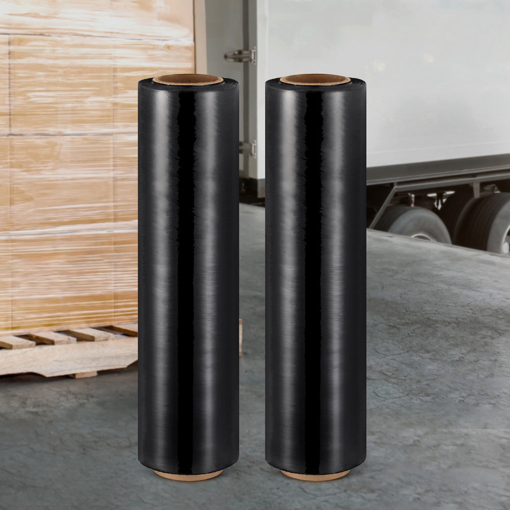 Black Stretch Film 50cm x 400m 2 Rolls Heavy-Duty Packing Wrap