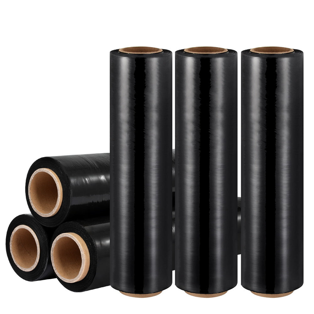 500mm x 400m Black Stretch Film 6 Rolls Heavy-Duty Shrink Wrap